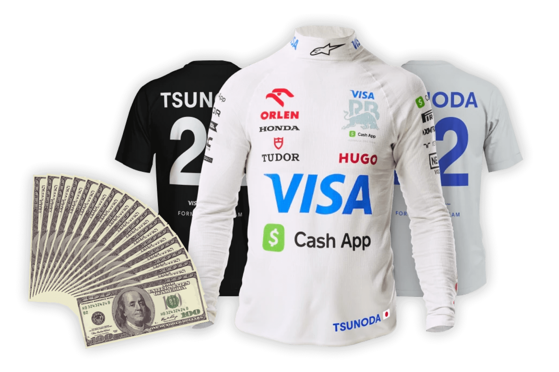 4,000ドル相当の現金賞金＋角田裕毅選手が実際にレースで着用したサイン入りインナートップチーム公式Tシャツ