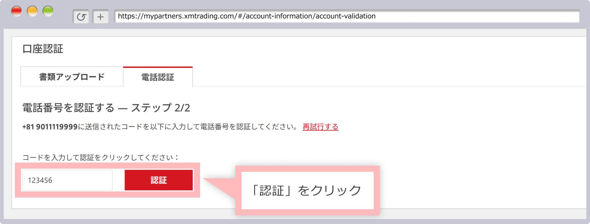 コードを入力