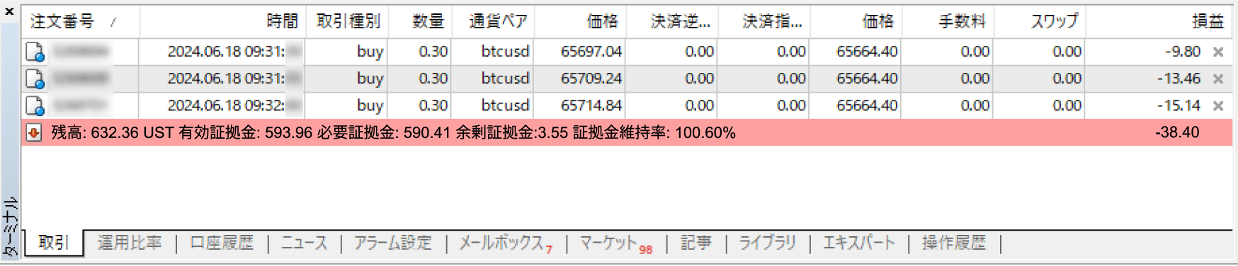 証拠金維持率の確認方法