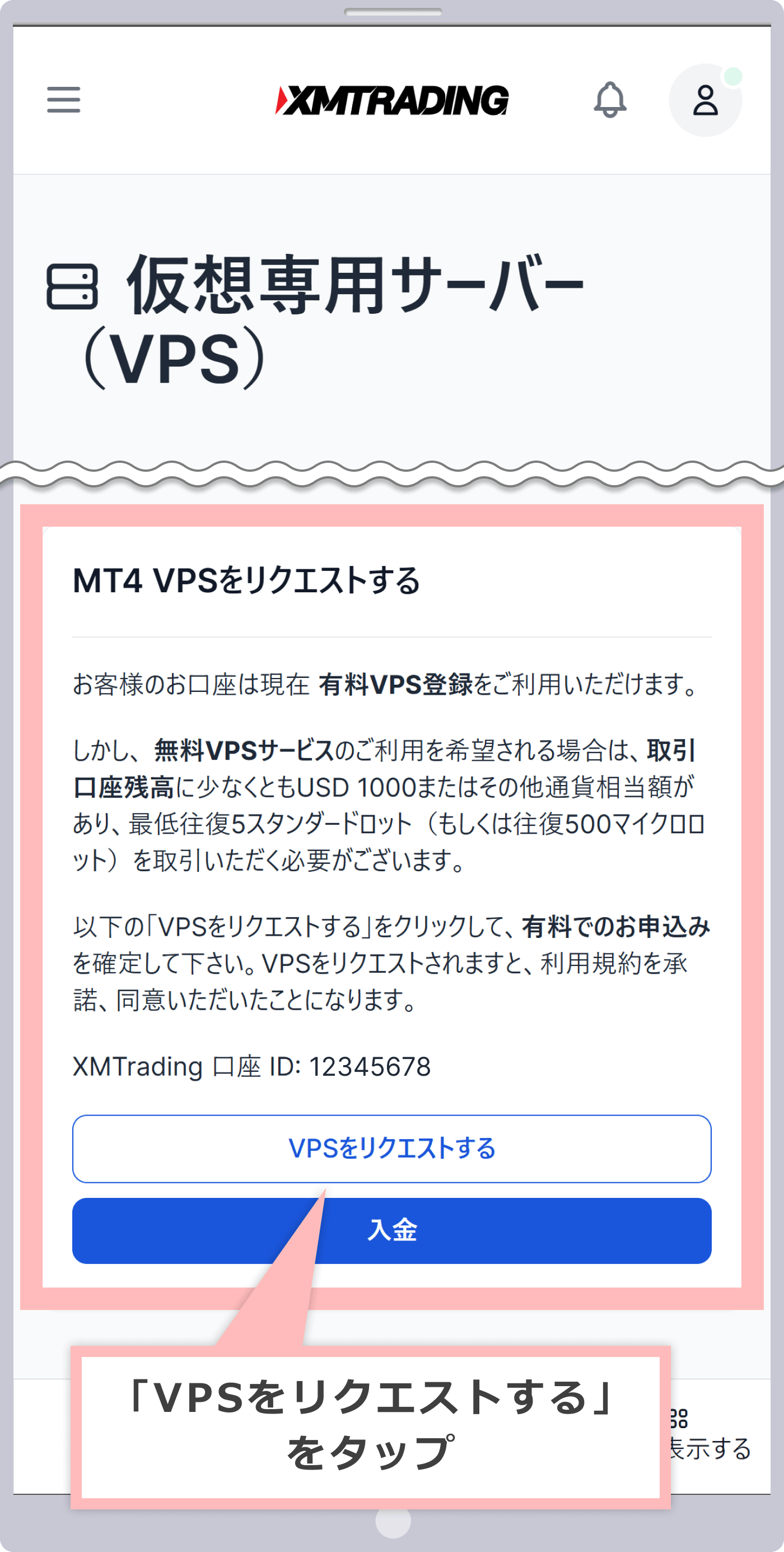 VPSをリクエスト