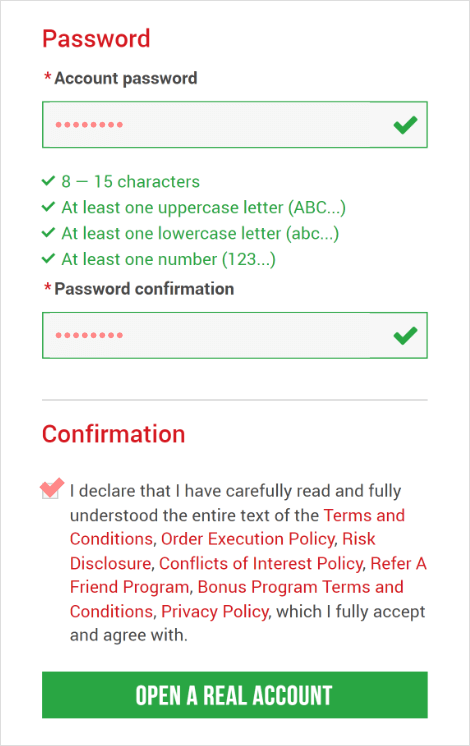 Register account password in half width characters.