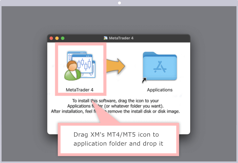 MT4/MT5 icon to application folder and drop it