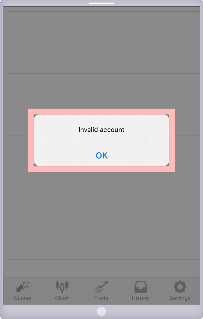 'Invalid account'