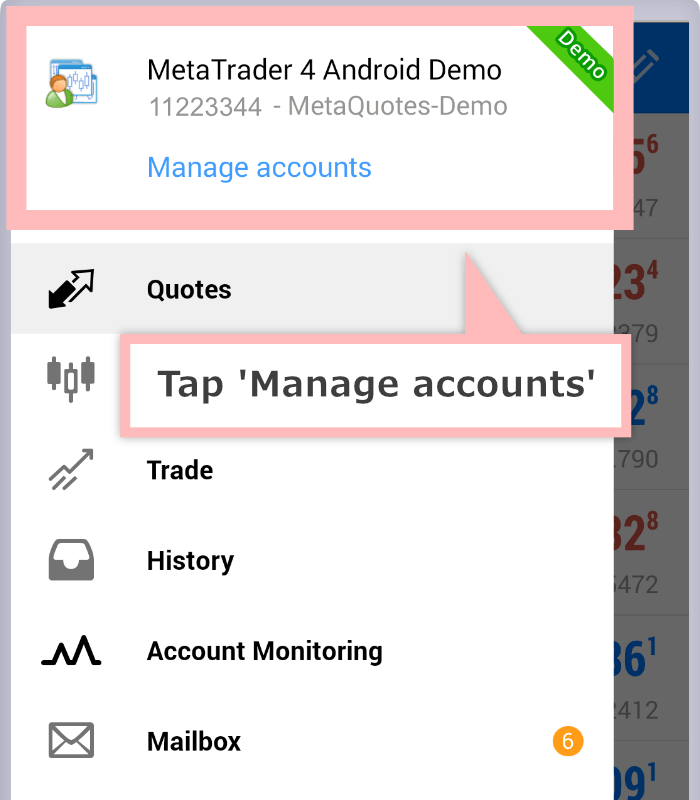Tap 'Manage accounts'