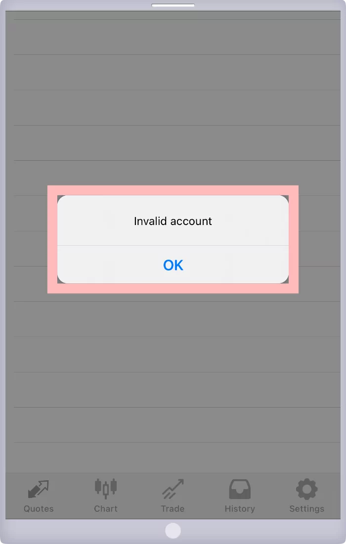 Invalid account