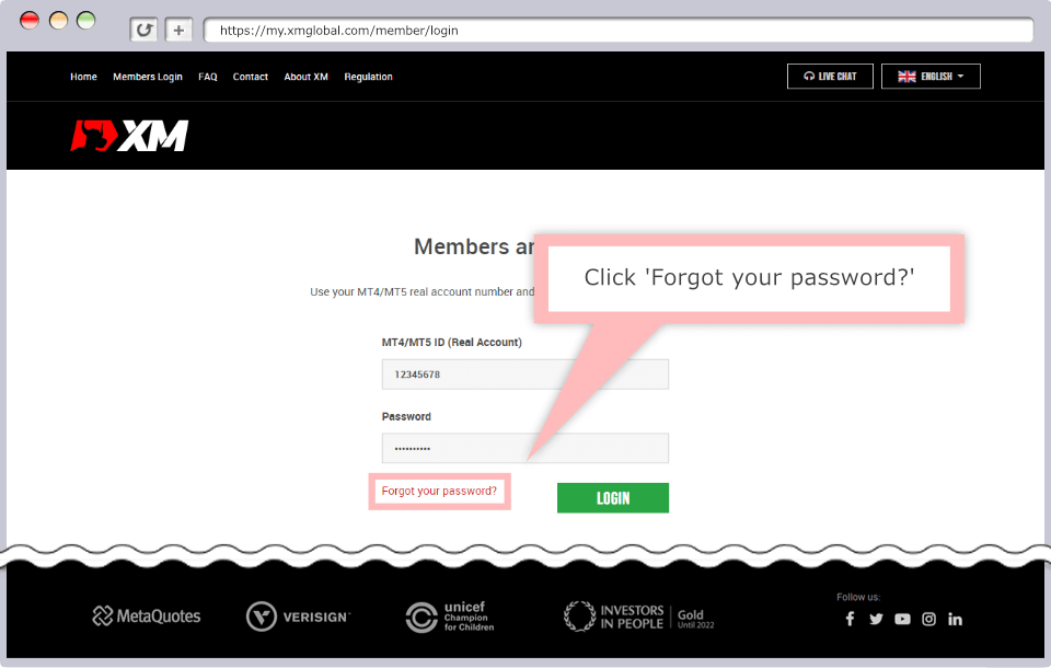 How to reset your password for MT4/MT5 (Members Area)